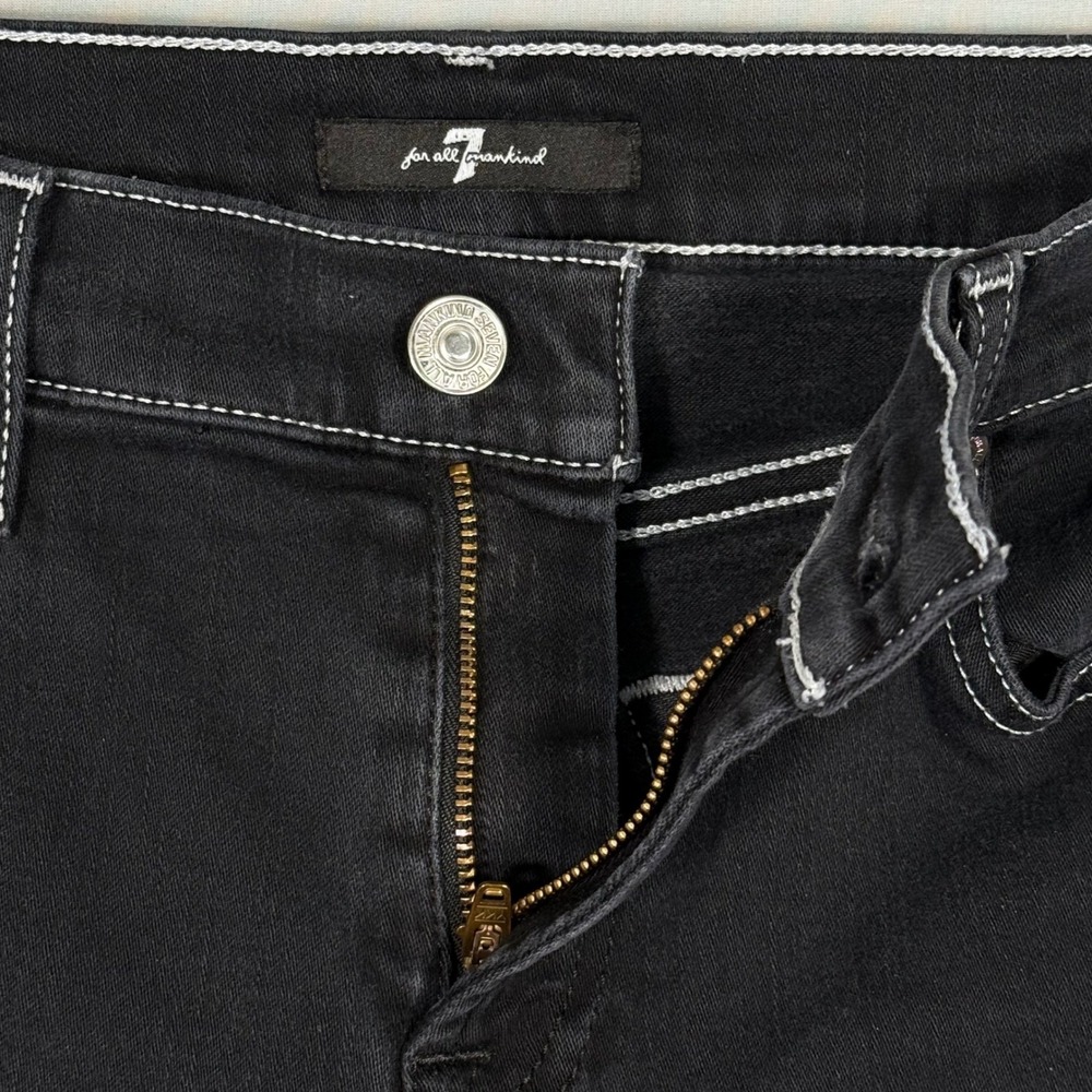 7 For All Mankind Womens Skinny Jeans Black Contrast Stitch Cropped 28 AU8398121 - Picture 5 of 10